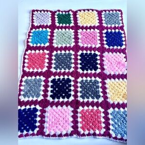 Vintage Granny Square Multicolor Blanket